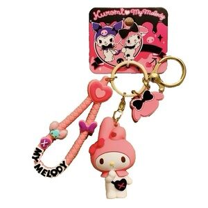 Sanrio My Melody Kuromi Pink Keychain Kawaii Bag Charm Cute Anime Gift New NWT